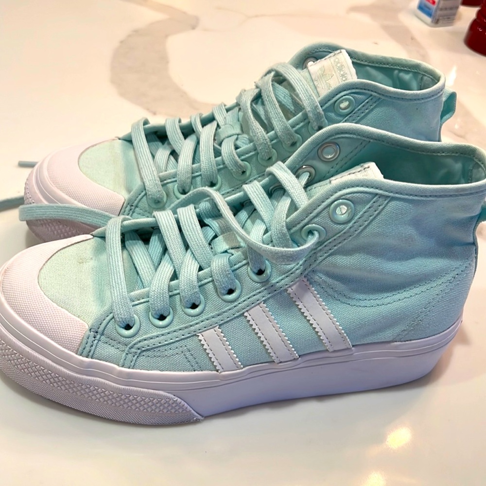 Adidas Nizza platform mint green high tops size 7